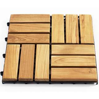 USED Le click Teak Interlocking Snapping Deck Tiles,Box of 12 