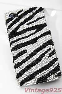 Authentic Crystal Bling Animal Print Zebra Iphone 4S 4 Back Case AT&T 