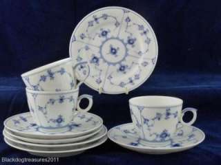 3x Royal Copenhagen blue fluted tea trios  