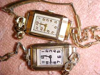 1920 30 EXCEPTIONAL GOLD FILLED pair ART DECO elgin WATCHES  