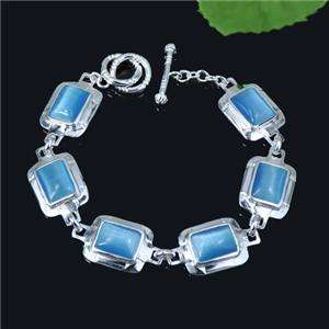 Square Awesome Blue Larimar Silver Bracelet/Bangle D51  