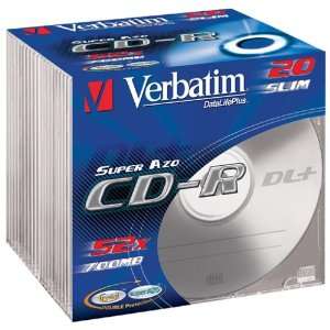 Verbatim CD R Super AZO Crystal 20er Pack 52x 700MB CD R Rohlinge im 