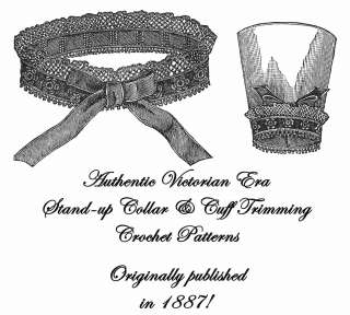 1887 Victorian Irish Crochet Choker Necklace Collar Cuff Pattern 