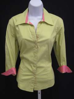 SIGRID OLSEN Green Chartreuse Button Down Shirt Top SzM  