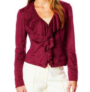 Susan Lucci Soft Ruffle Front Jacket 6 Raspberry $69.90  