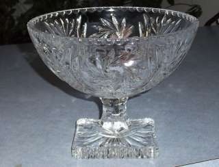 Vintage Pressed Glass Pinwheel PEDESTAL COMPOTE BOWL  
