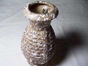 Vtg Savoy Ceramic Vase Gold and White Splatter 7 1/2 h  