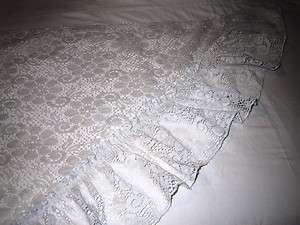 Pair of Off White Floral Lace Swags w/Ruffles 100 Wide x 62 Long 