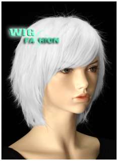 25cm Cosplay Wig Short Choppy Layered White Wigs FH36  