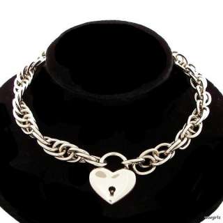 CHAINED CHOKER   ROPE LINK CHAIN   1/2   HEART LOCK  