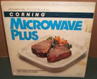 CORNING MICROWAVE PLUS ~NEW~MODEL#MW 2 BROWING GRILL 11 1/2 X 12 