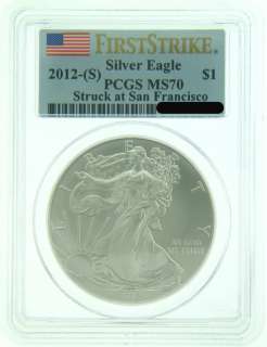 2012 S American Silver Eagle Struck At San Francisco Mint PCGS MS70 