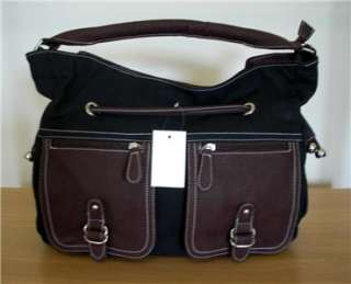 NEW BEAUTIFUL LARGE BLACK Faux Leather Handbag Purse  