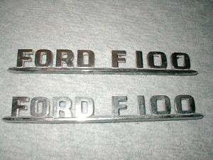 FORD F100 F 100 FENDER TRIM EMBLEM NAMEPLATE PAIR 53 55  