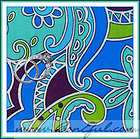 blue green paisley fabric  