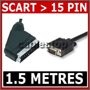 SCART Cable to SVGA VGA 15 PIN HD PLUG Lead 1.5M UK  