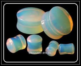   MOONSTONE Ear Plug Double Flared opal gem stone glass saddle 7 sizes