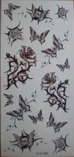   12 paquets gris tatouages temporaires, fleur/papillon