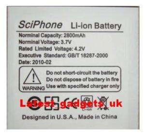 2800 MAH Li ion Battery 4 SciPhone i68 /i68+ /i9+++ UK  