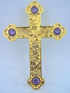 Gold Gild Crystal Amethyst Gem Bishops Pectoral Chi Rho Cross Gilded 