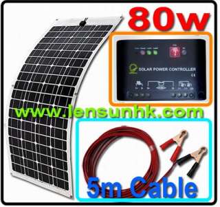 80W Flexible solar panel + regulator,cable,complete kit  