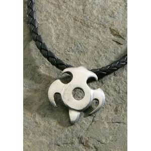  Pewter Petroglyph Turtle Twisted Leather Cord Choker