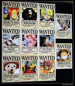 ONE PIECE Manga WANTED Poster 11 Affiches 21x14cm ワンピース