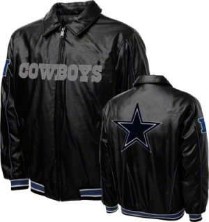 Dallas Cowboys Faux Leather Full Zip Varsity Jacket 
