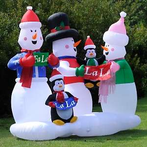 Lighted Musical Inflatable Airblown Snowman Carolers 