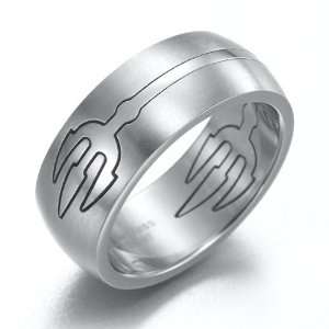   Mens Devil Trident Stainless Steel Ring Silver Band 8mm (10) Jewelry