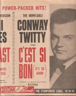 Conway Twitty Cest Si Bon/Joni James 1960 Ad  MGM  