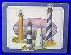 Atlantic Lighthouses Large Cutting Board Glass Blue NEW