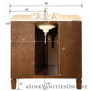   Stone Top Bathroom Vanity Single Sink Cabinet (Dark Walnut)  