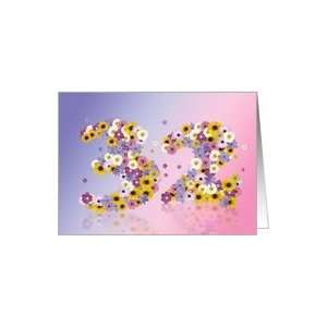  32nd birthday with daisy flower numbers Card Toys & Games