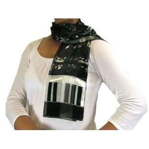 Piano Keyboard Music Scarf Black White Notes Trebel Clef Long Cute 60 