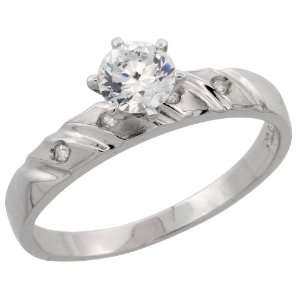 925 Sterling Silver Solitaire CZ Engagement Ring, 5/32 in. (4mm) wide 