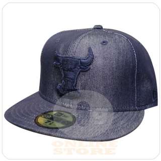 new era chicago bulls navy denim fitted cap hat 7 3/8  