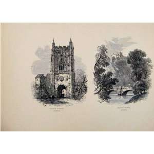  Clock Tower Church Alnwick Old Print C1875 Sketches
