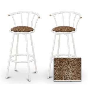   Animal Print Specialty / Custom White Barstools with Backrest Set