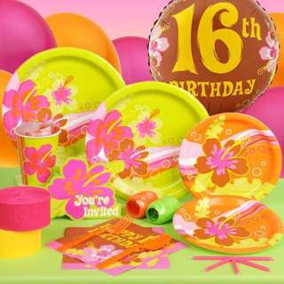 Aloha 16th Birthday Standard Party Kit for 16.Opens in a new window