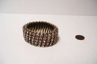 Vintage Clear Rhinestone Expandable Bracelet   5 Rows  