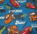 Cars Mater & Gang on Blue Flannel 38x26 Play yard Play Pen Sheet