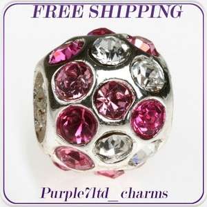   silver pink crystal bead for European bracelet beads charm 87Y  