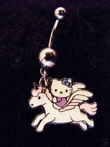 Hello Kitty with unicorn belly ring 1 charm 316L  