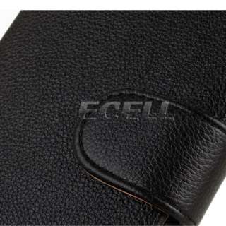 BLACK LEATHER CASE COVER 4 CREDIT CARD SLOTS FOR SAMSUNG GALAXY NOTE 