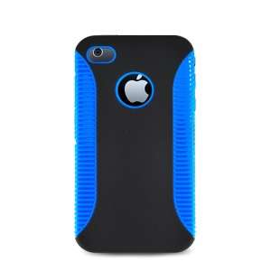 For Apple iPHONE 4/4S PREMIUM HYBRID CASE Blue TPU Black Hard Phone 