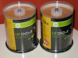 HP DVD+R Blank Media 16X 4.7GB 120min 100 pack lot of 2  