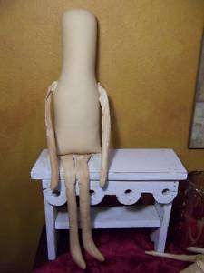 Primitive Muslin Doll Body LARGE form blank cloth rag  
