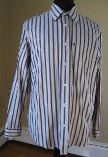 BOSS HUGO BOSS Mens Button Front Shirt Striped Cotton Size XXL  