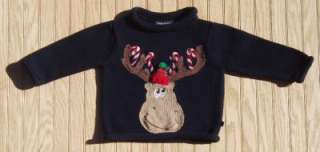 Boys FROST Christmas Holiday Moose Reindeer Sweater 12M  